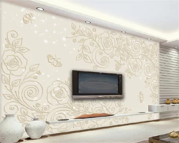 wellyu טפט מותאם אישית פשוט האירופי בולט האירופי דפוס פרח פרפר סלון, חדר שינה טלוויזיה רקע ציור הקיר