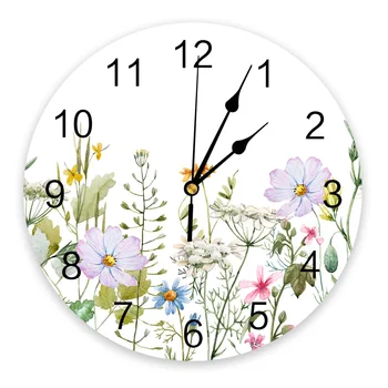אביב פרחים צבעוניים שדות השינה שעון קיר מודרני גדול מטבח, פינת אוכל עגול שעוני קיר הסלון לצפות עיצוב הבית