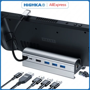 אדים הסיפון הרציף 6 ב 1 קיטור סיפון תחנת עגינה לעמוד אביזרים 3*USB 3.0 HDMI 4K@60Hz Gigabit Ethernet 1000Mbps משטרת 60W האב.