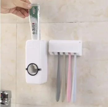 אוטומטי מחזיק מברשת שיניים, משחת שיניים Dispenser דביק הוק השירותים חזק חלקה דביק על הקיר מתלה מסחטת משחת שיניים