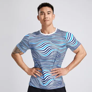 אופנה גברים בגדי הקיץ החדש חולצת הטריקו של הגברים 3D הסוואה מודפס מזדמן מגמה שרוול קצר כושר ריצה אימון בתחתית החולצה