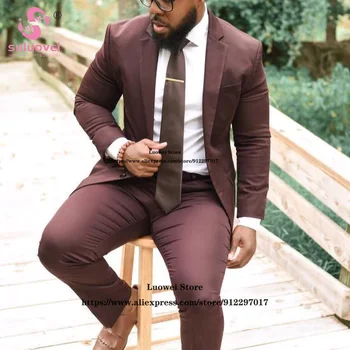 אופנה חליפת חתונה לגברים Slim Fit 2 חתיכת ז ' קט מכנסיים להגדיר רשמית אפריקה החתן טוקסידו עסקים בלייזר תחפושת Homme, Mariage