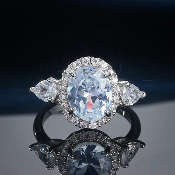 אופנה נחושת זרקונים בצבע כסף, טבעות לנשים יוקרה לחתונה / אירוסין טבעת הנישואין תכשיטים מתנה