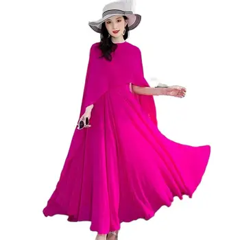אופנה נשים שמלת Vestidos שיק קיץ סריג שמלה בשני חלקים 2023 חדש רטרו שרוולים בוהמי הגלימה חוף שמלות ארוכות