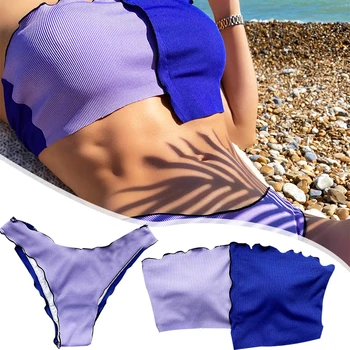 אופנה של בגדי ים עבור נשים סקסי לעטוף את החזה ביקיני גבוה אלסטי חוף בגדי ים
