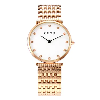 אופנה של נשים שעונים GUOU מותג גבירותיי שעון נשים שעונים לנשים רוז זהב צמיד מזדמן יוקרה שעון montre פאטאל saat