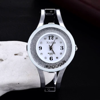 אופנה שעונים נשים נירוסטה צמיד צמיד יהלומים מלאכותיים יוקרה שמלת מסיבת נקבה שעון Relogios Feminino