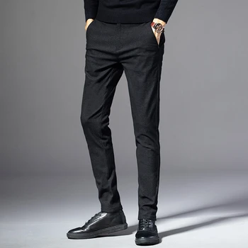 אופנת רחוב אופנה של גברים מזדמנים המכנסיים אביב סתיו מוצק כל-התאמה סלים גבר קוריאני בגדים חדשים מלאים ישר מכנסיים