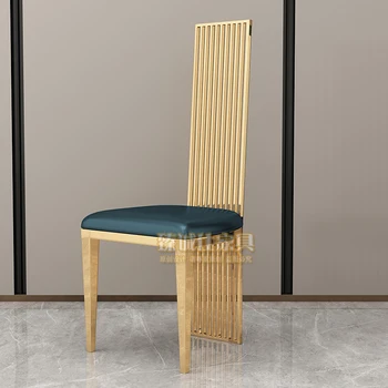 אור יוקרה הפוסט-מודרנית פשוטה נירוסטה האוכל הכיסא אופנה מסעדת מלון הלבן כיסא דגם החדר מתכת כיסא מעור