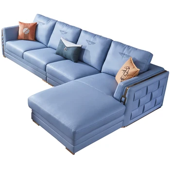 אור יוקרה פוסט-מודרני פשוט גדולים וקטנים דירה סוג עור ספה פינתית בשילוב הרהיטים בסלון ספה