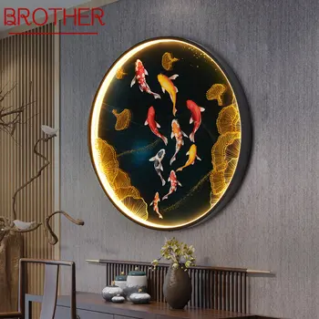 אח פנים 9 דגים הקיר תמונה גופי מנורות LED סיני ציור יצירתי השינה ליד המיטה מנורות לבית המסדרון.