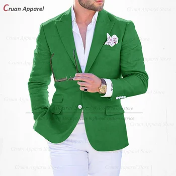 (אחד בלייזר) מותרות של אנשים ירוקים בלייזרס Slim fit החתונה ז ' קט חליפה עסקית רשמית למשרד חליפות אופנה מזדמנים זכר מעיל