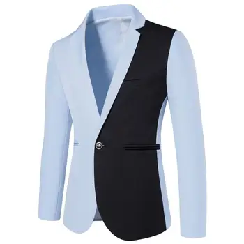 איכות גבוהה גברים אופנה בלייזר תפרים בצבע עסקים Slim Fit החליפה מעיל שרוול ארוך מזדמן רשמי ז ' קט