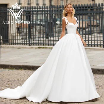 אלכס NOVIAS שמלת נשף שמלת אופנה חדשה 2023 מודרני רצועות ספגטי מתוק סאטן שמלות Vestidos Novias דה Saten