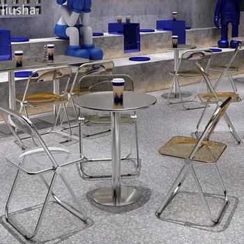 אקריליק צילום אופנה כיסא שקוף ChairModern תה חלב תוספות האוכל כיסא שרפרף כיסא מתקפל האוכל כיסא מסעדה הכיסא