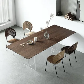אקריליק צף Delifeng רוק לוח שולחן האוכל, מודרני, מינימליסטי משק הבית מעצב, יחידה קטנה מלבנית שולחן האוכל