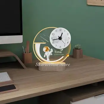 בבית חיים עיצוב חדר רב תכליתי שולחן שעון יוקרה מנורת לילה בעיצוב מודרני השולחן לצפות עיצוב הבית USB קו חשמל Horloge