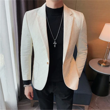 בוטיק 4XL חליפה של גבר אופנה ג ' נטלמן אלגנטי מוצק צבע Slim Fit להתלבש מזדמנים עסקים איטלקי חתונה בסגנון רשמי בלייזר