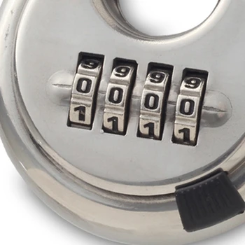 ביטחון המנעול כסף סגסוגת פלדה בן 4 ספרות שילוב צורה עגולה דיסק מנעול לנעילת דלתות חלונות התיקים בתא המטען