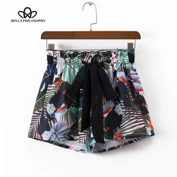 בלה פילוסופיה 2018 נשים קיץ טרופי פרחוני ציפורים להדפיס סט פיג ' מה חולצה חולצה מכנסיים קצרים