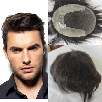 במלאי ש6 פאה לגברים 100% שיער אדם אירופאי שוויצרי הקדמי של תחרה קו השיער הטבעי לשיער חתיכות 0.08 מ 