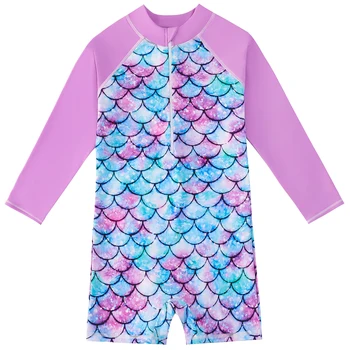 בנות ילדים UPF50+ אחד החלקים בגדי ים חמוד Rushguards בגד ים בגדי ים 4-10 שנים.