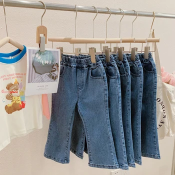 ג 'ינס נערה מוצק צבע הילדה ג' ינס ילדים סגנון מקרית ילדים ג ' ינס אביב סתיו בגדים לנערות.