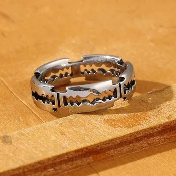 גברים אבן להב טבעת נירוסטה פאנק Hipop כלי האצבע טבעת קסם מוגזם כמה תכשיטים אופנה צבע כסף