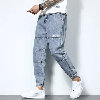 גברים ג 'ינס אופנתי ג' ינס רופף רגל הרמון מזדמנים מכנסיים בתוספת גודל גברים 2023 עיצוב חדש