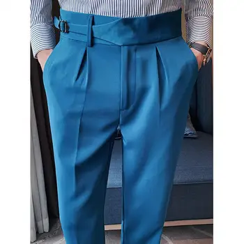 גברים חליפת מכנסיים מזדמנים משרד באיכות גבוהה כותנה מכנסיים עסקים מכנסיים לגברים שמלת מסיבת החתונה החברתית של גברים מכנסיים H60