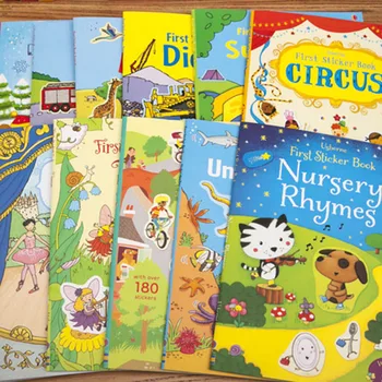 גודל A4 ילדים בגן מונטסורי קריקטורה מדבקה ספרי ילדים באנגלית ספר סיפור עם מדבקות למידה עבור גן ילדים מתנה