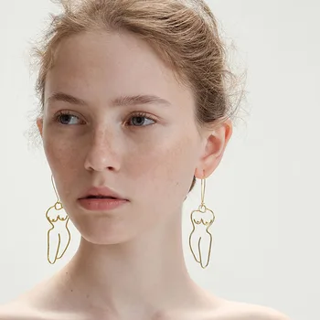 גוף זהב להשתלשל עגילים לנשים 2020 המקורי פשוט אומנותי המתאר ירידה תכשיטים Earings