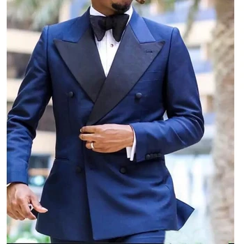 דו טורי Mens חתונה חליפות חליפות חתן כחולות אדם בלייזרס 'קט 2 חתיכה סלים חליפת (ז' קט + מכנסיים) 2023