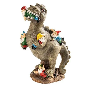 דינוזאור אוכל גמדי גינה פסל מעולה הפרטים משטח חלק קישוטים עבור גינת פאטיו ומדשאות.