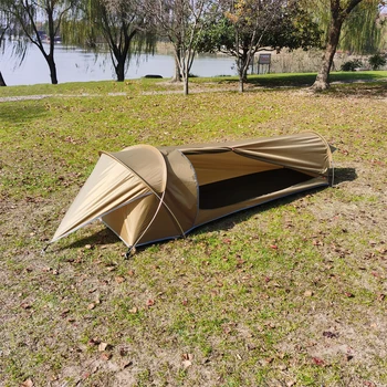 האולטרה אדם יחיד אוהל קמפינג עמיד למים אוהל רשת חלון חיצוני תרמילאים טיול דיג נסיעות אלומיניום האוהל