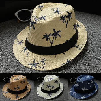 הורה ילד מבוגר החוף הרוח נסיעות עץ נייר הדפסה קש ג ' אז כובע הים שמש כובע מגניב כובע שוליים