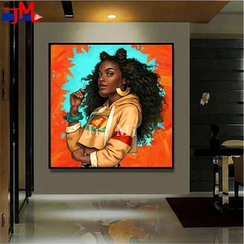 החדשים 5D יהלום ציור אישה אפריקאית תמונה של אבני חן יהלום רקמה תפר צלב פסיפס מכירת עיצוב הבית