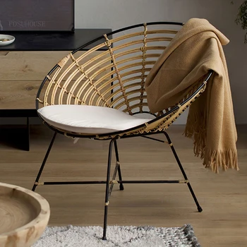המודרני סלון הכיסא מינימליסטי הסלון בעבודת יד קש יצוק יצירתי פנאי סיבוב הכיסא טבעי נצרים כורסה