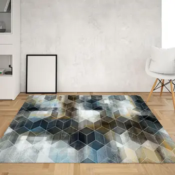 המטבח השטיח ספה בסלון האמבטיה לחדר השינה ומעוינים רשת גיאומטריה מודרנית אנטי להחליק שטח גדול שטיח הרצפה שטיחים מודפסים