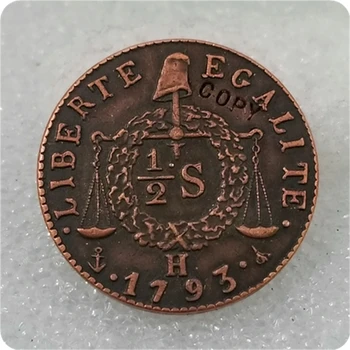 העתק העתק 1793 צרפת 1/2 סול מטבע להעתיק