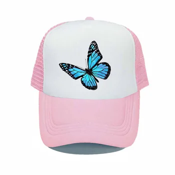 הפרפר הכחול מודפסים, כובעי בייסבול חיצונית כובע Snapback מזדמן כובעים לגברים נשים כובע רשת לנשימה קיץ שמש כובעי MZ080