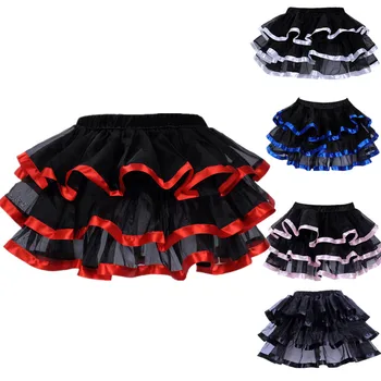 הקידום השחור החדש רשת קפלים 3 שכבות נשים בוגרות Pettiskirt טוטו מסיבת ריקוד חצאית מיני ביצועים בגדים