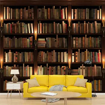 הקיר מדף הספרייה קישוט הבית 3D טפט חי בחדר השינה מותאם אישית דביק טפט קיר.