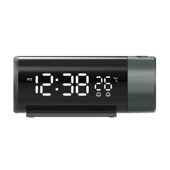 הקרנת שעון למכור חם שעון מעורר טעינת USB אלקטרונית שעון כפול שעון מעורר טמפרטורה בזמן ההקרנה.