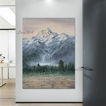 הר נוף טבעי ציור שמן יער ציור מודרני מופשט בד אמנות ממוסגרים סלון גדול תמונות קיר