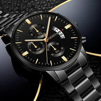 ז ' נבה אופנה, Mens שעון מזדמן לוח שנה הצבאי ספורט קוורץ שעון יד פלדת אל Relogio Masculino הכי טוב מכירת שעון Saati