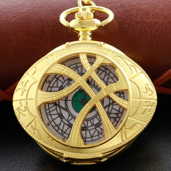 זהב חדש מוזר זמן פנינה שעון כיס שרשרת Fob שרשרת Steampunk השעון קוורץ בציר שעון כיס מתנה עבור גברים ונשים