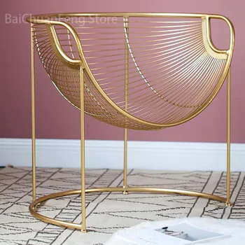 זהב מעצב כורסה יוקרה סלון כסאות ברזל פנאי ספה כסא נורדי יחיד, ספה פשוטה מרפסת ספה ריהוט הבית