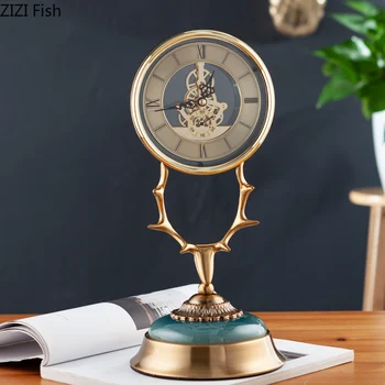 זהב שעון של שולחן שקט לטאטא מחט שעונים השולחן קישוט קרניים שעון סלון ריהוט וינטג ' לעיצוב הבית