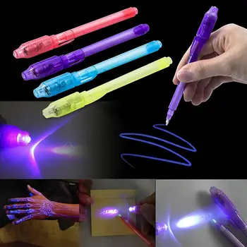 זוהר אור בלתי נראה עט דיו UV ילדים ציור קסם עטים עצמך הודעה עטים ציור פעילות מהנה לילדים לאורחים מתנה